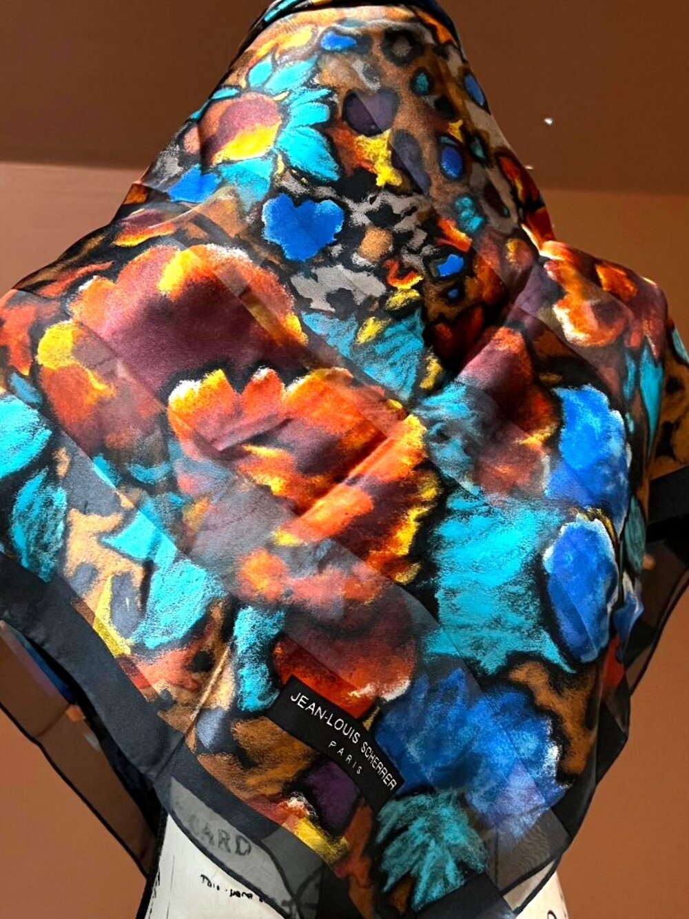 Pristine Vintage Jean-Louis Scherrer Paris Floral Silk Scarf | 34-inch Square